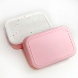  Hộp cơm văn phòng 3 ngăn silicon cao cấp màu hồng trắng 