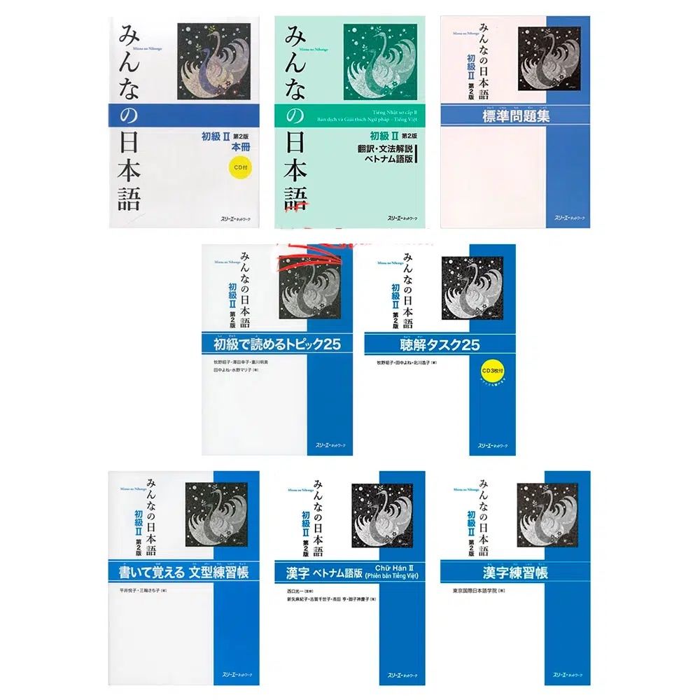  Combo 8 cuốn: Minna no Nihongo Sơ Cấp 2 (Bản Mới) – In màu bản đẹp 