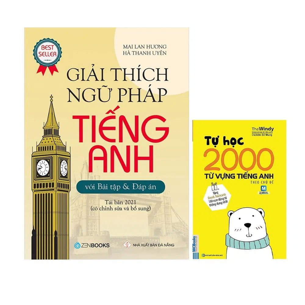  Combo 2 Cuốn: Giải Thích Ngữ Pháp Tiếng Anh ( Bài Tập & Đáp Án ) + Tự Học 2000 Từ Vựng Tiếng Anh Theo Chủ Đề 