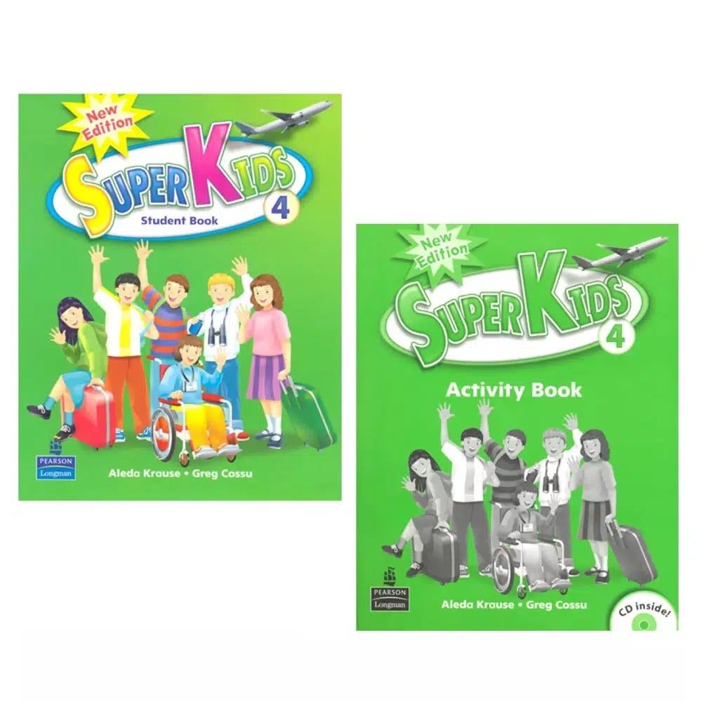  Trọn bộ SuperKids 4 New Edition (2 sách Student Book + Activity Book + CD) 