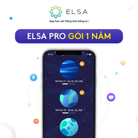  Phần mềm luyện phát âm tiếng anh Elsa Pro - Gói 12 tháng 