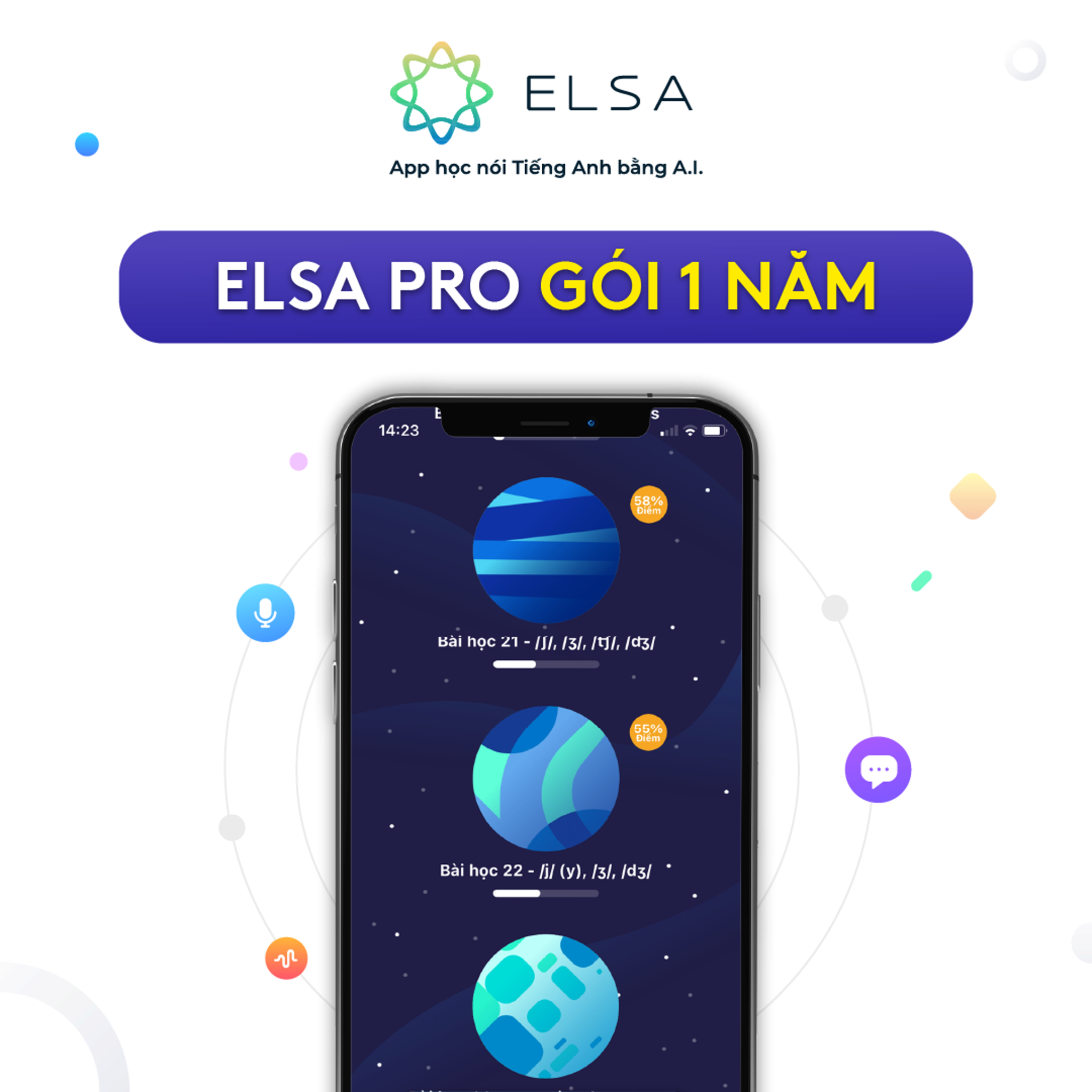 Phần mềm luyện phát âm tiếng anh Elsa Pro - Gói 12 tháng