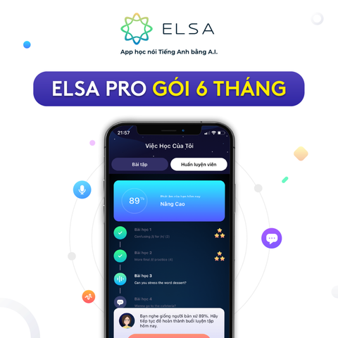  Phần mềm luyện phát âm tiếng anh Elsa Pro - Gói 6 tháng 