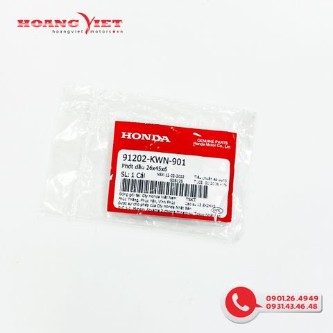 Phớt dầu 26x45x6 - HONDA Phớt dầu HONDA cỡ 26x45x6 - 91202KWN901