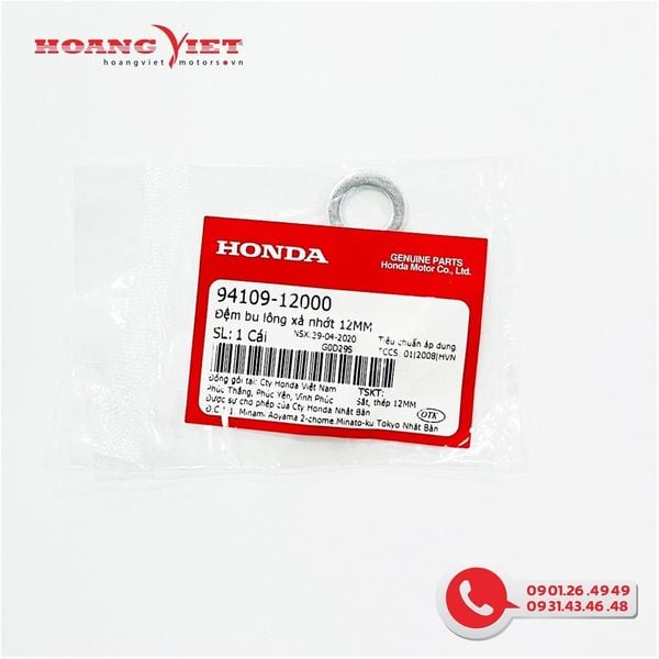Đệm bu lông xả nhớt 12MM - HONDA 12mm dùng chung nhiều xe - 9410912000