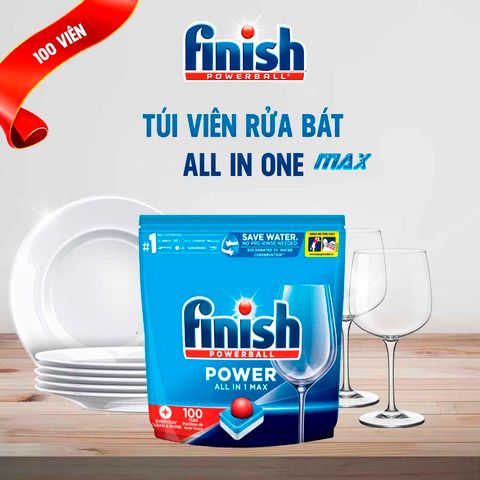 [SẢN PHẨM KHÔNG BÁN LẺ] Viên rửa bát Finish All In One Max 100 Viên