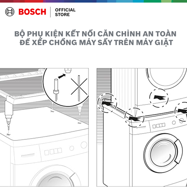 Bộ dụng cụ xếp chồng để căn chỉnh an toàn máy sấy quần áo trên máy giặt