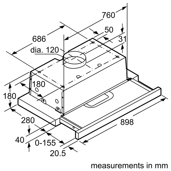 Máy hút mùi âm tủ Bosch DFT93AC50 - Series 4 (90cm)