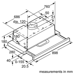 Máy hút mùi âm tủ Bosch DFT93AC50 - Series 4 (90cm)