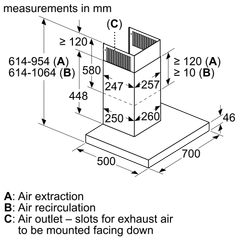 Máy hút mùi dạng chữ T Bosch DWB77CM50 - Series 6 (70cm)