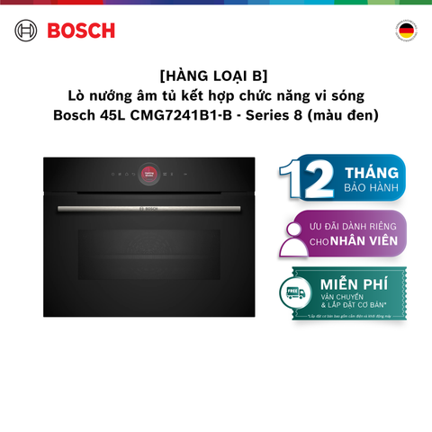 [HÀNG LOẠI B] [NHẬP MÃ HANGB5TR] Lò nướng âm tủ kết hợp chức năng vi sóng Bosch 45L CMG7241B1-B - Series 8 (màu đen)