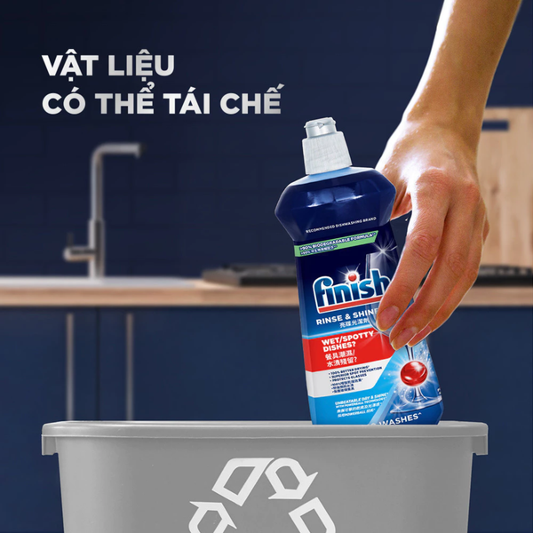 Combo Finish nâng cao 3: Viên Rửa Chén Bát Finish Powerball Quantum 64 viên + Nước làm bóng 500ml + Dung dịch vệ sinh máy