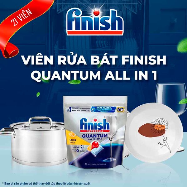 Combo 4 Gói Viên Rửa Chén Bát Finish Powerball Quantum 21 viên