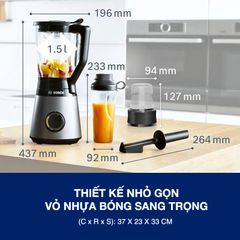 Máy xay sinh tố Bosch VitaPower Series 4 1200W MMB6177S màu bạc