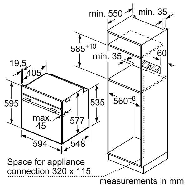 Lò nướng âm tủ Bosch HBG633BB1B 71L 3600W - Series 8