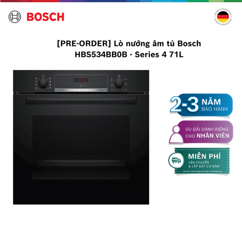[PRE-ORDER] Lò nướng âm tủ Bosch HBS534BB0B - Series 4 71L