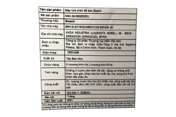 [PRE-ORDER] Máy rửa bát để bàn Bosch SKS62E32EU - Series 4 (55cm)