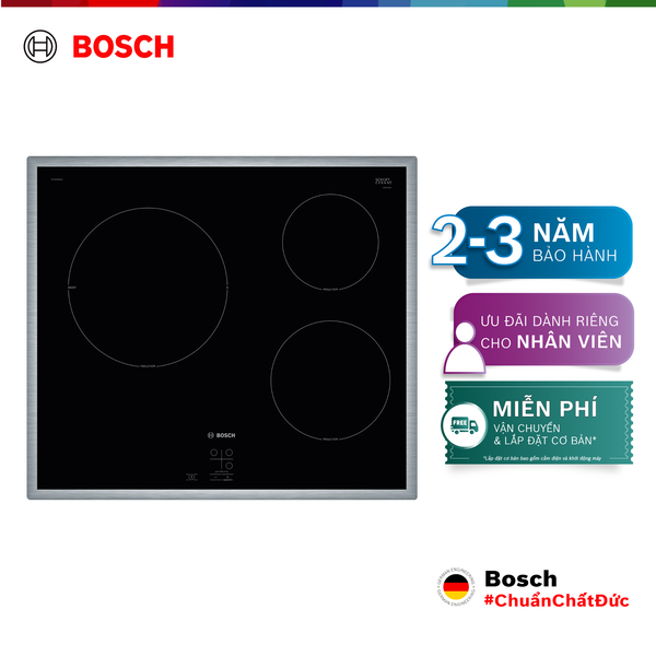 Bếp từ Bosch 3 vùng nấu PUC64RAA5E - Series 2 (60cm, khung viền ngoài)