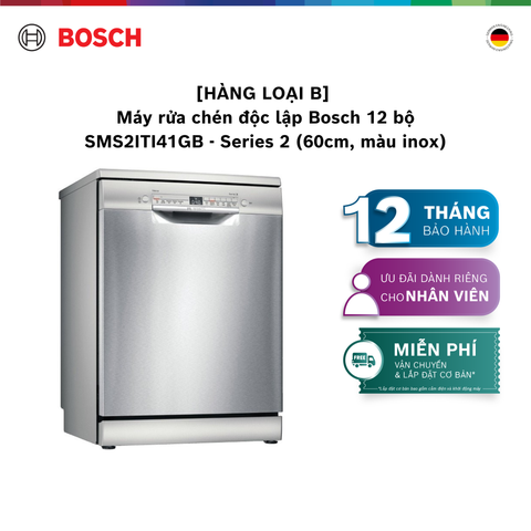[HÀNG LOẠI B] [NHẬP MÃ HANGB5TR] Máy rửa chén độc lập Bosch 12 bộ SMS2ITI41GB - Series 2 (60cm, màu inox)