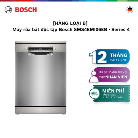 [HÀNG LOẠI B] Máy rửa bát độc lập Bosch SMS4EMI06EB - Series 4