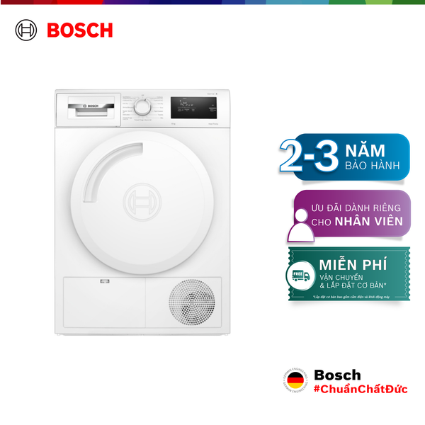 Máy sấy Bosch bơm nhiệt 8kg WTH83028SG - Series 4