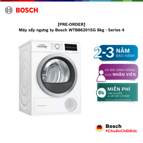 [PRE-ORDER] Máy sấy ngưng tụ Bosch WTB86201SG 8kg - Series 4
