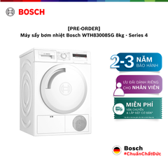 [PRE-ORDER] Máy sấy bơm nhiệt Bosch WTH83008SG 8kg - Series 4