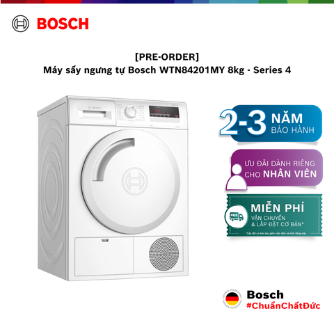 [PRE-ORDER] Máy sấy ngưng tự Bosch WTN84201MY 8kg - Series 4