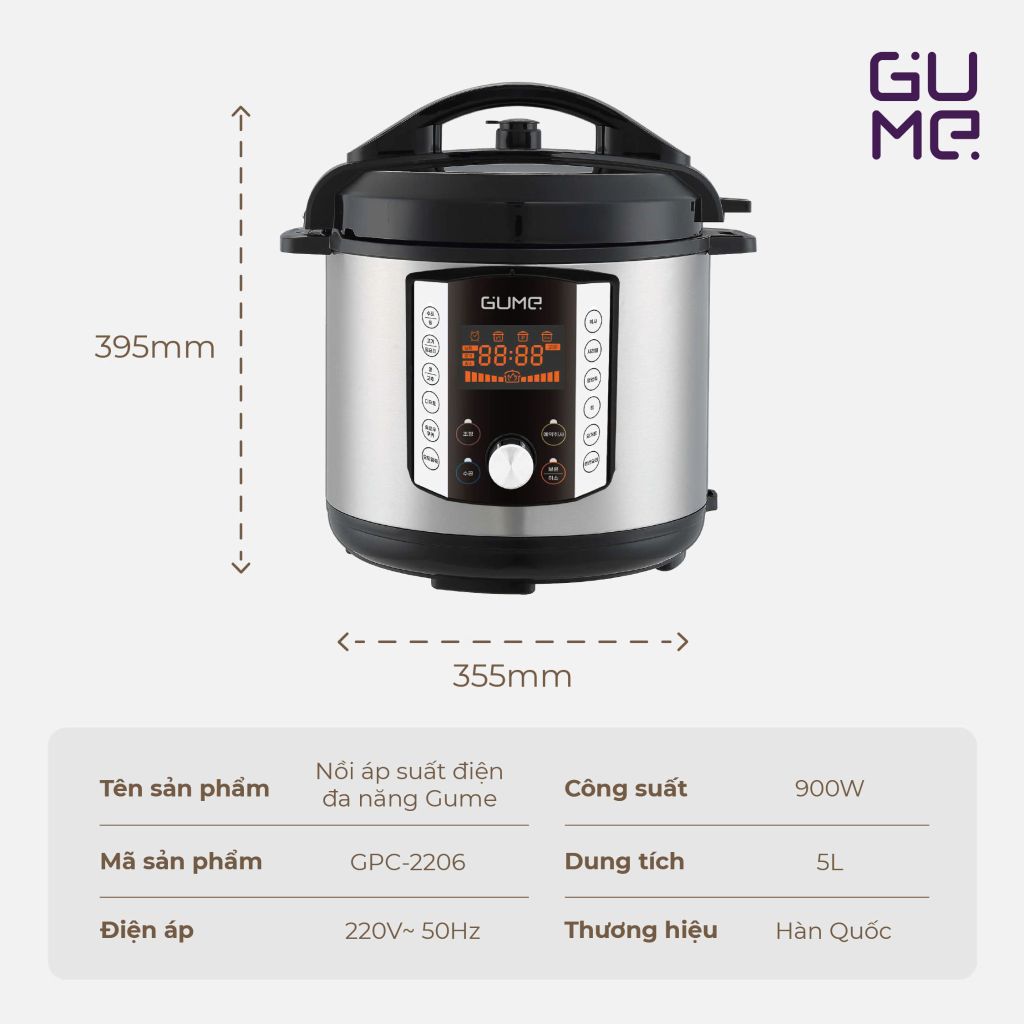Nồi Áp Suất Đa Năng GUME Hàn Quốc - GPC-2206 - Bảo Hành 12 Tháng