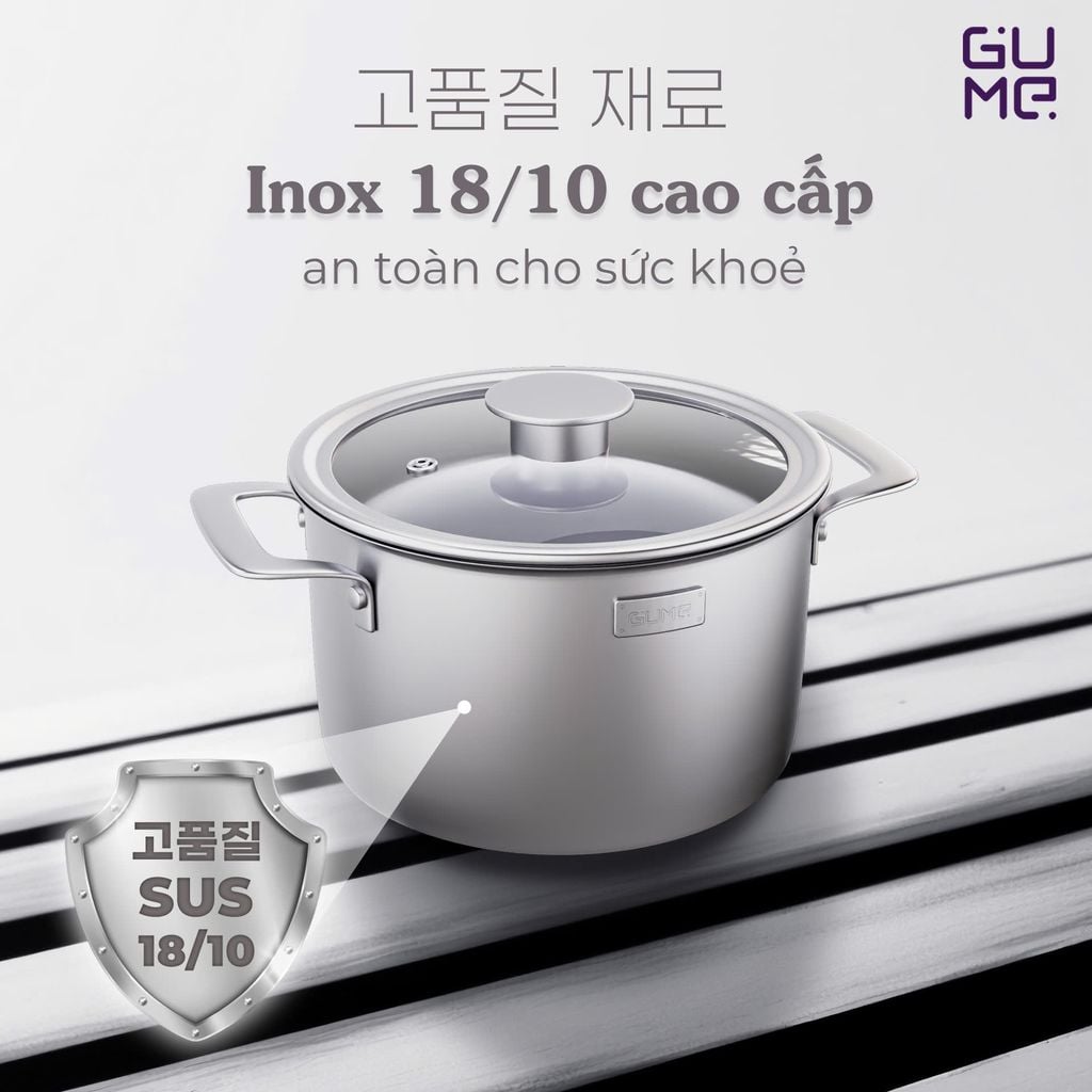 BỘ NỒI NAMSAN GMP-3324 GUME KOREA-  3PCS (USP) - Bảo Hành 1 đổi 1 trong 15 ngày