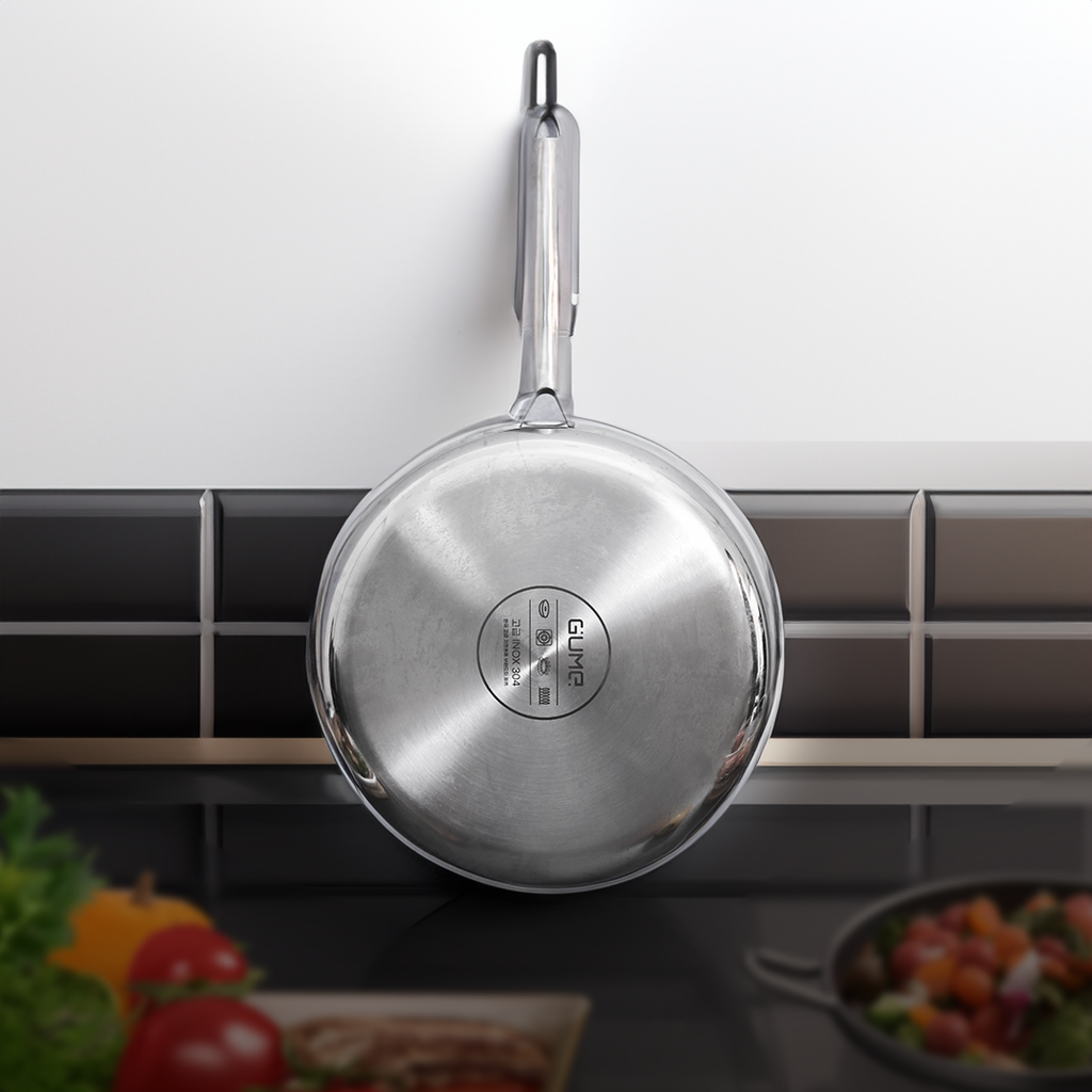 Chảo Inox 5 Lớp Liền Khối 28cm GUME Hàn Quốc-  Bảo hành 1 đổi 1 trong 7 ngày GPS-1228