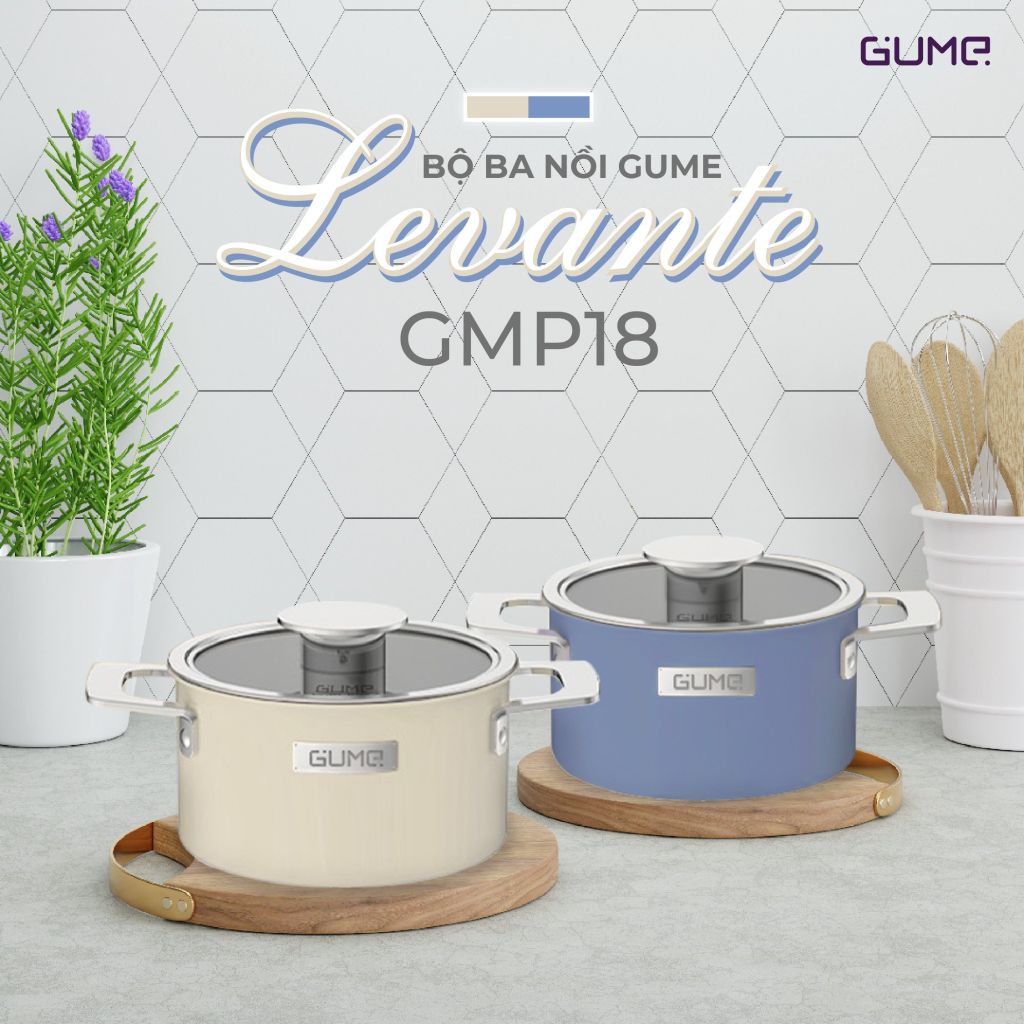 Bộ nồi Lavante 3 lớp liền khối GUME Hàn Quốc  GMP-18 - Bảo Hành 5 năm (3 sản phẩm)