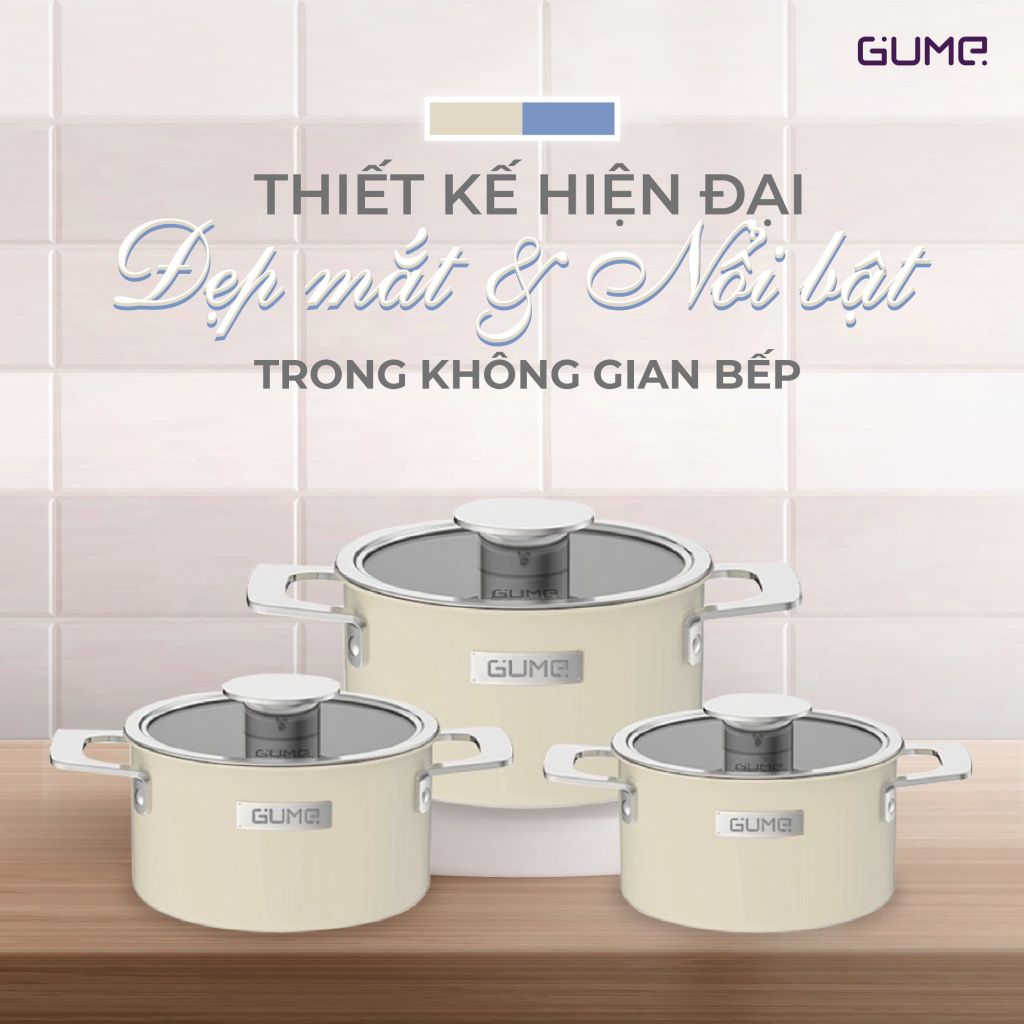 Bộ nồi Lavante 3 lớp liền khối GUME Hàn Quốc  GMP-18 - Bảo Hành 5 năm (3 sản phẩm)