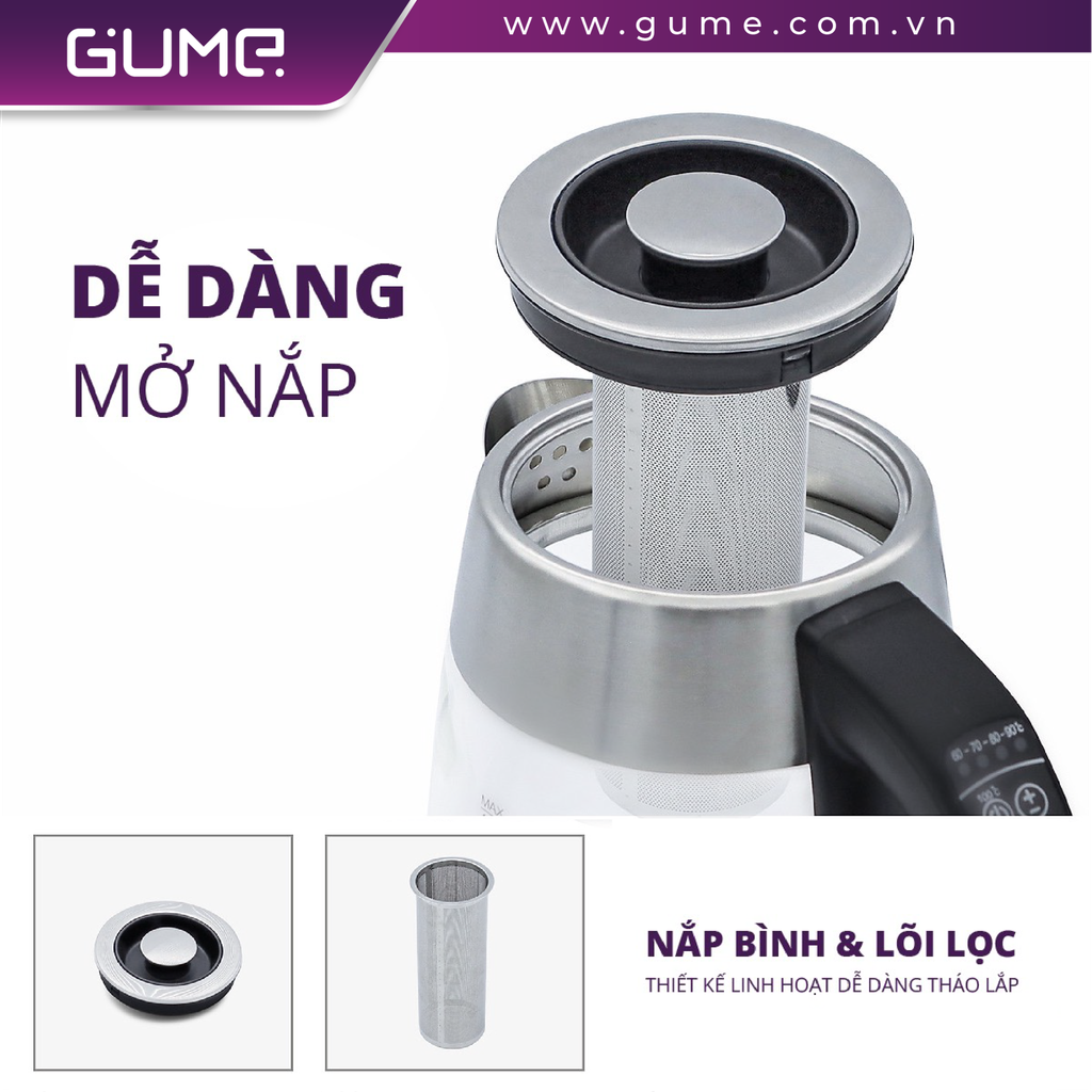 Ấm Siêu Tốc Cách Nhiệt Hàn Quốc GMEK-2202 GUME Hàn Quốc - Bảo Hành 12 Tháng Lỗi 1 Đổi 1