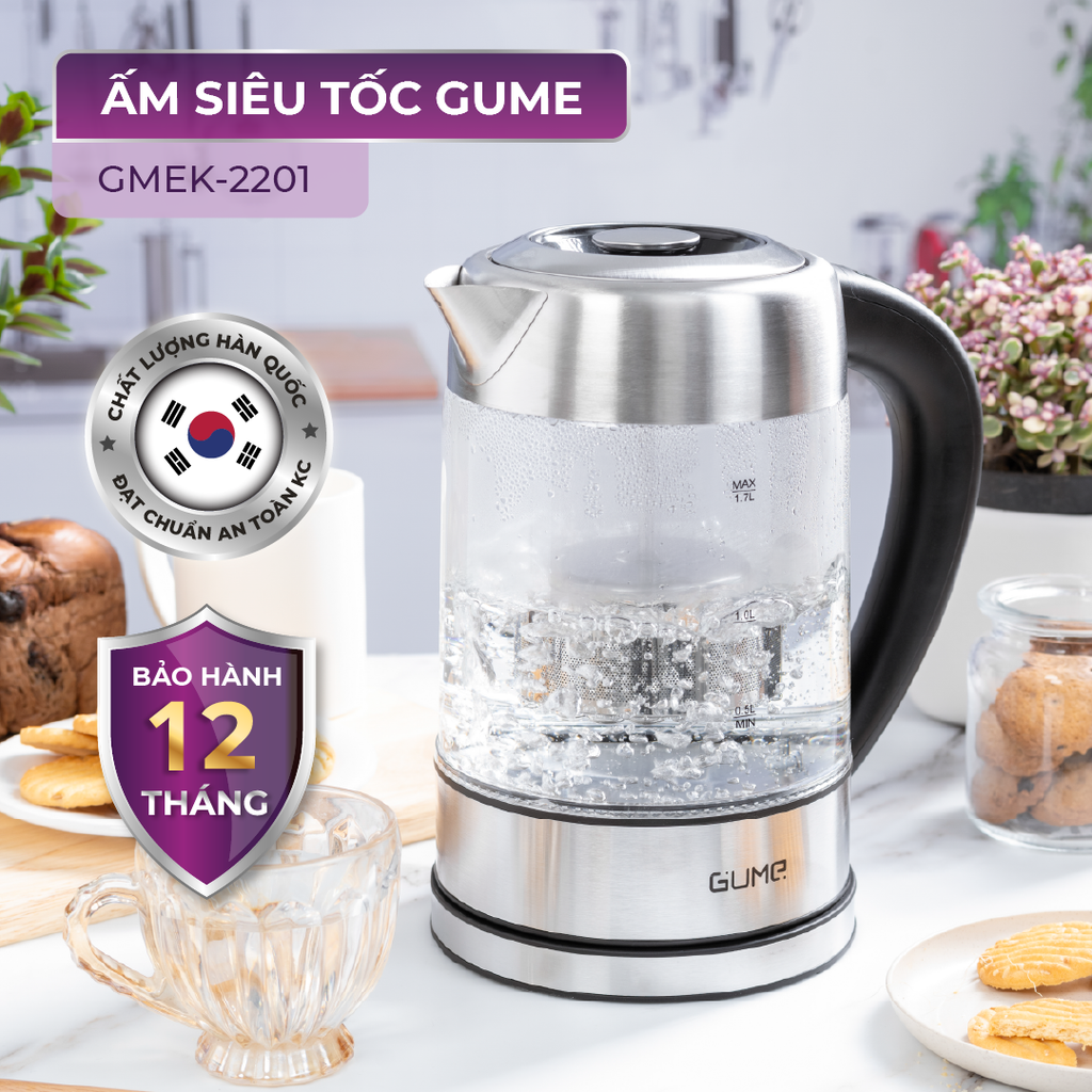 Ấm Siêu Tốc Cách Nhiệt Cao Cấp GMEK-2201 GUME Hàn Quốc - Bảo Hành 12 Tháng Lỗi 1 Đổi 1