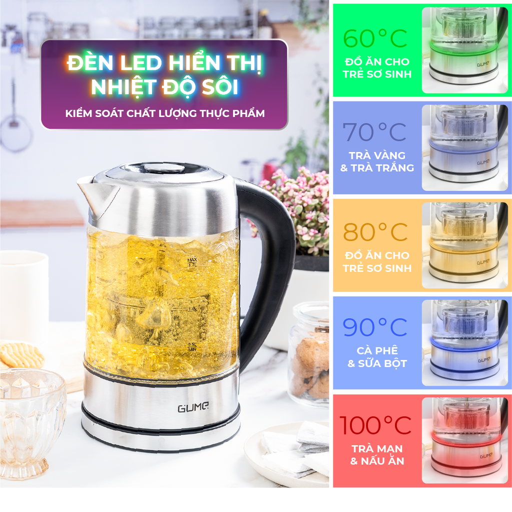 Ấm Siêu Tốc Cách Nhiệt Cao Cấp GMEK-2201 GUME Hàn Quốc - Bảo Hành 12 Tháng Lỗi 1 Đổi 1