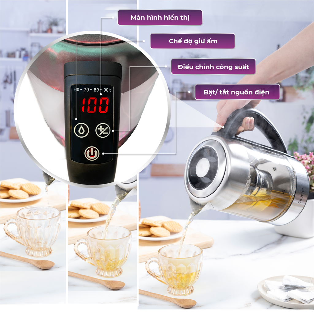 Ấm Siêu Tốc Cách Nhiệt Cao Cấp GMEK-2201 GUME Hàn Quốc - Bảo Hành 12 Tháng Lỗi 1 Đổi 1