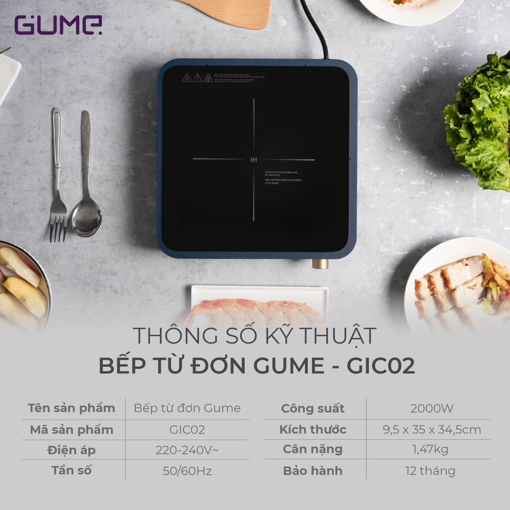 Bếp Từ Đơn GIC LITE 02 GUME Hàn Quốc - GIC-02 - Bảo Hành 12 Tháng