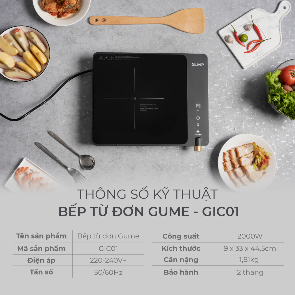 Bếp Từ Đơn GIC LITE-01 GUME Hàn Quốc - GIC-01- Bảo Hành 12 Tháng