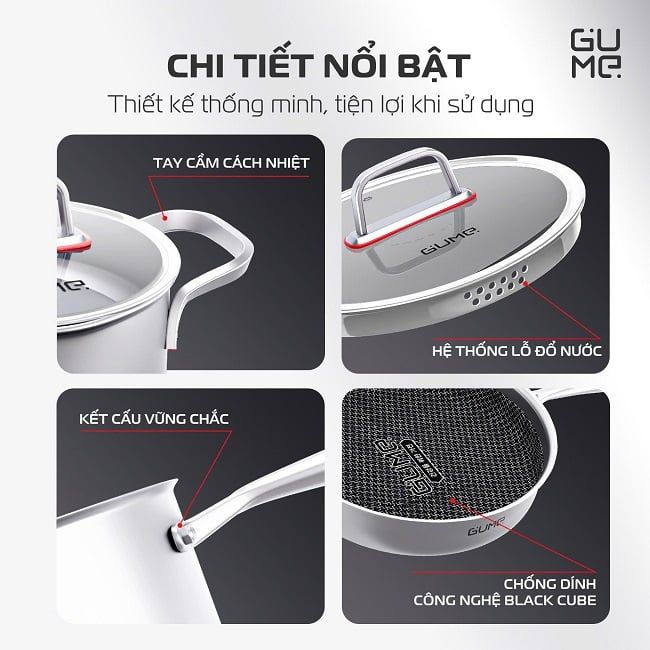 Bộ nồi inox 5 món Hanok GM-2202 Cao Cấp Gume Hàn Quốc - Bảo hành 12 tháng chính hãng