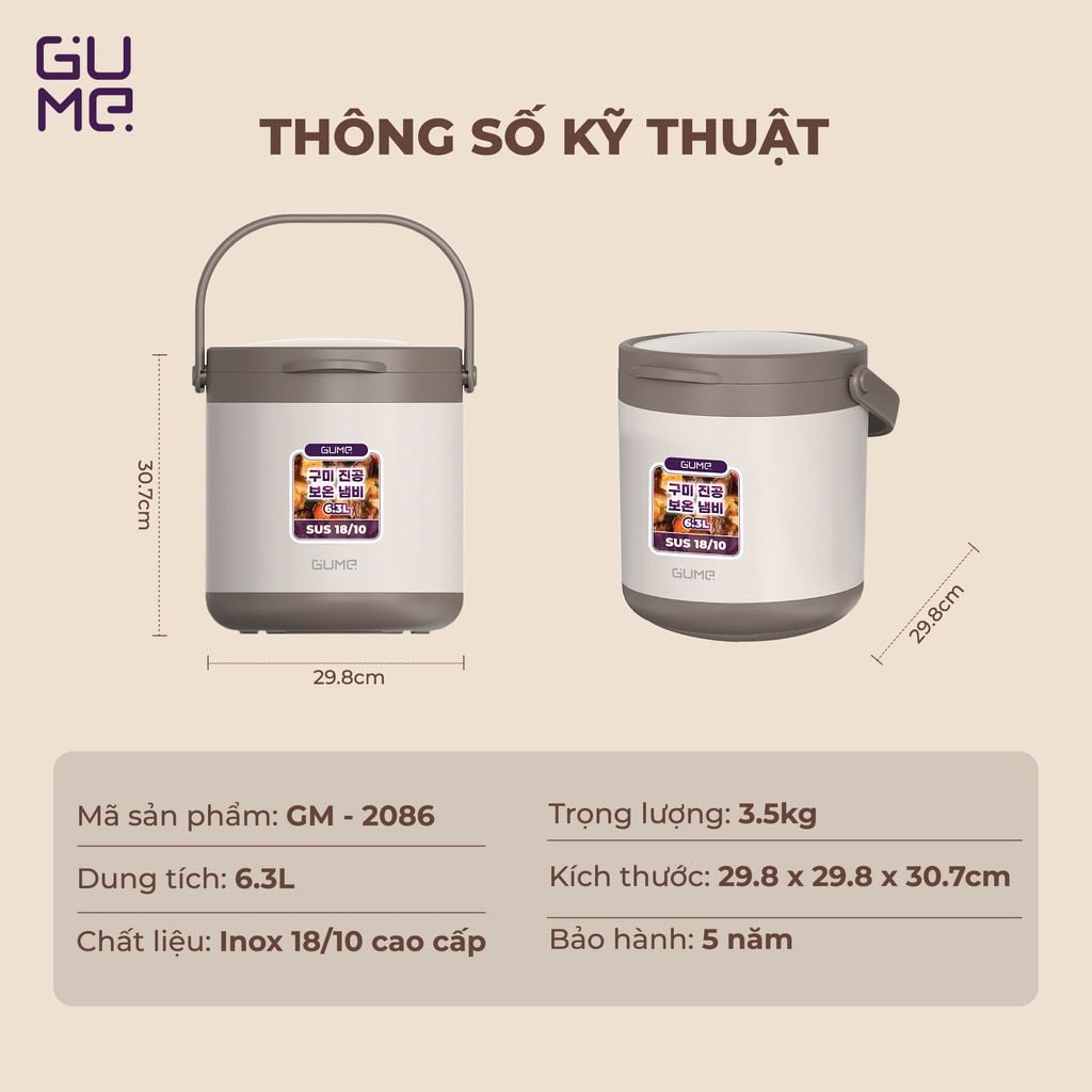 Nồi Ủ Đa Năng Gume Korea GM-2086 - Bảo hành 5 năm – Tiết Kiệm Nhiên Liệu, Tiện Ích Tối Ưu