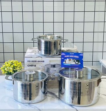 Bộ nồi Lavante 3 lớp liền khối GUME Hàn Quốc  GMP-18 - Bảo Hành 5 năm (3 sản phẩm)
