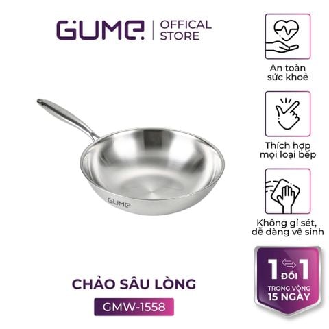 Chảo Sâu Lòng Inox 5 Lớp Liền Khối 28cm GUME KOREA - GMW-1558 - Bảo hành 1 đổi 1 trong 7 ngày 