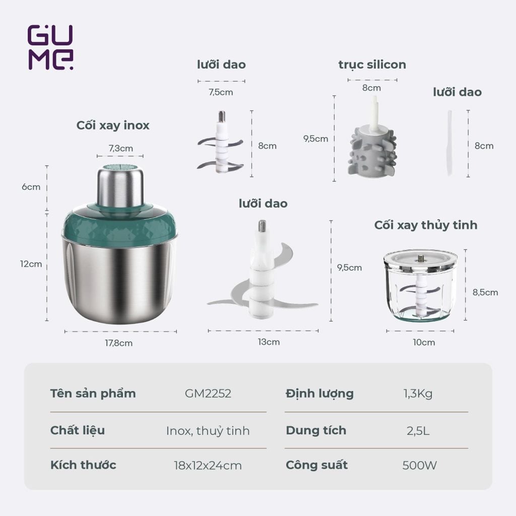 Máy xay thịt đa năng Gume Korea -GM-2252 - Bảo hành 12 tháng
