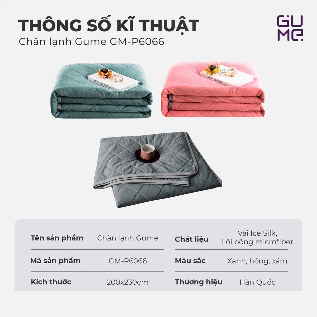 Chăn lạnh làm mát Chính Hãng GUME KOREA GM-P6066 - Lỗi 1 đổi 1 trong vòng 15 ngày