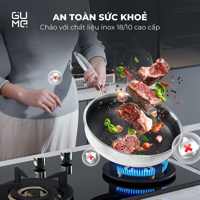Chảo Inox 18/10 Chống Dính Blackcube Gume Korea GM1328N  - Bảo Hành Chính Hãng 1 đổi 1 trong 15 ngày
