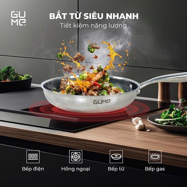 Chảo inox chống dính Black Cube có nắp Gume Korea GM1324N chính hãng giá tốt