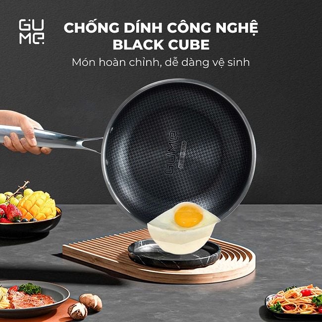Chảo Inox 18/10 Chống Dính Blackcube Gume Korea GM1328N  - Bảo Hành Chính Hãng 1 đổi 1 trong 15 ngày