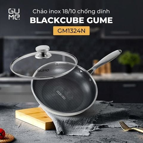  Chảo inox chống dính Black Cube có nắp Gume Korea GM1324N chính hãng giá tốt 