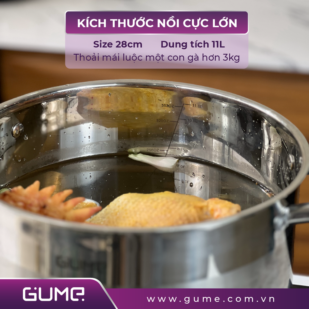 Bộ 3 nồi luộc gà Gume - Hàng chính hãng - Bảo hành 5 năm